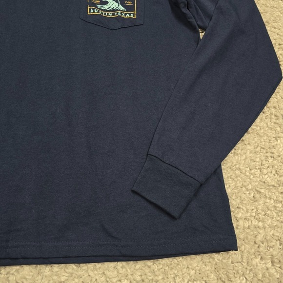 Chubbies The Surf Austin Shirt Men Medium Navy Blue Long Sleeve Pocket Tee - Picture 3 of 10